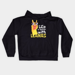 Life Is Better With Llamas Funny Kids Hoodie